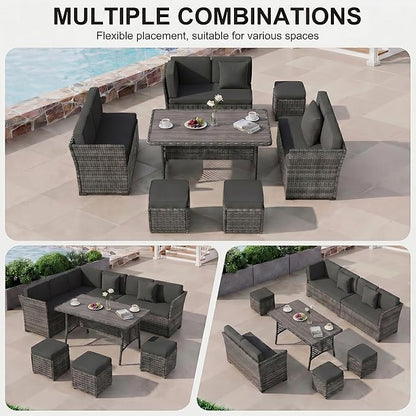 LOUVIXA 7 Pieces Patio Furniture Set, Outdoor Patio Furniture, Wicker - Image 3