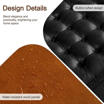 WUTUTUEE 24" Faux Leather Square Storage Ottoman - Image 4