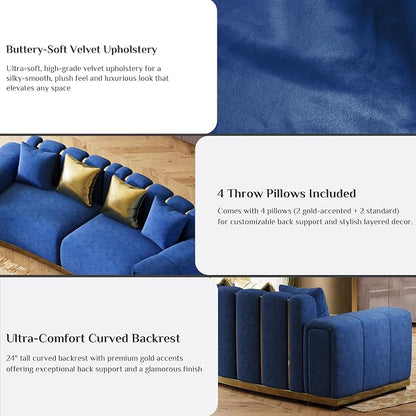 104" Oversized Velvet Chesterfield Couch - Image 4