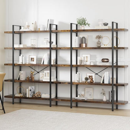 OtterOasis Bookshelf Set of 2, Heavy Duty 5-Tier Industrial Bookcase, 120lbs by OtterOasis