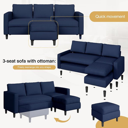 JAMFLY Couches for Living Room, 3-Seat Reversible Sectional Sofa - Image 5