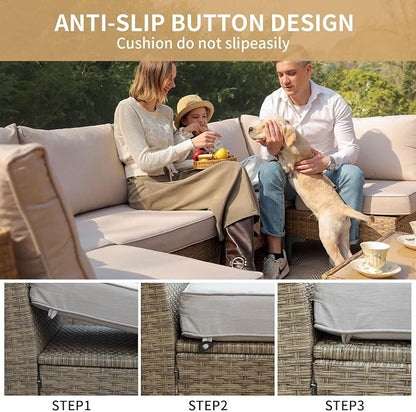 JOYURE 7 Piece Wicker Patio Furniture Set, Outdoor Conversation Sectional Sofa - Image 5