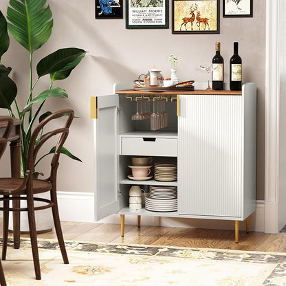 ARTPOWER Wine Bar Cabinet with Fluted Texture, Modern Coffee Cabinet with Wine - Image 5