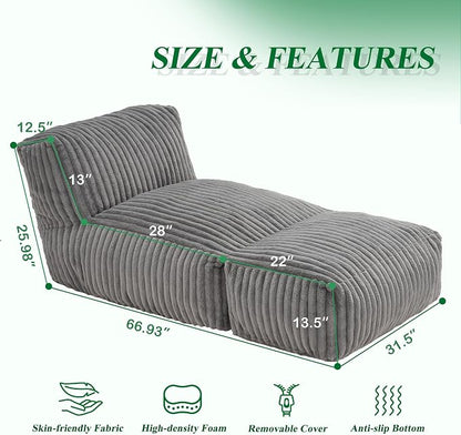 Hobestluk Big Bean Bag Lounger Chairs Large Beanbag Chair - Image 2