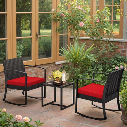 Greesum 3 Piece Outdoor Bistro Set, Imitation Rattan Conversation Set, Patio - Image 5