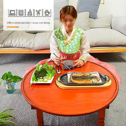 Folding Round Table, Korean Printing Dining Table/Coffee Table/Study Table/Low - Image 2