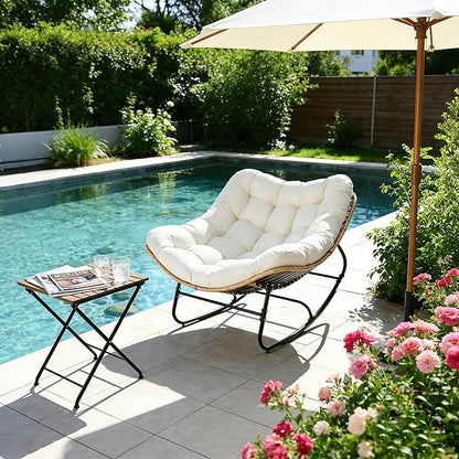 SUNCROWN Oversized Wicker Rocking Chair Indoor Outdoor, 450 LBS Heavy Duty - Image 4
