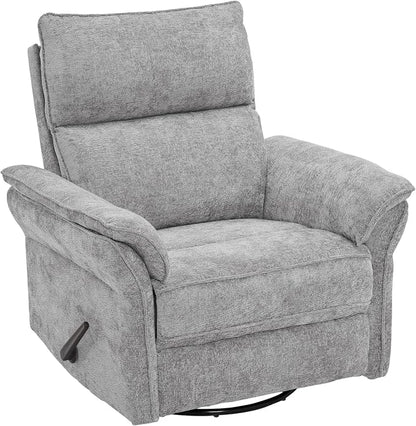 Rocking Chair Nursery with Adjustable Headrest, Manual Swivel Rocker Recliner by Rhevoy