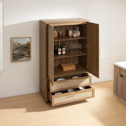 SICOTAS Armoire Wardrobe Closet, Larger Rattan Armoires Wardrobe Cabinet - Image 2