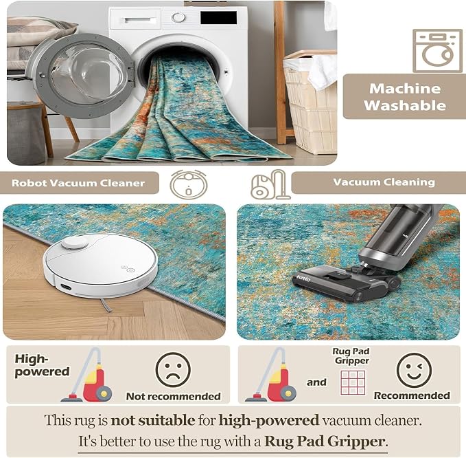 RELEANY Washable Area Rugs 4ft Non-Slip Modern Abstract Soft - Image 6