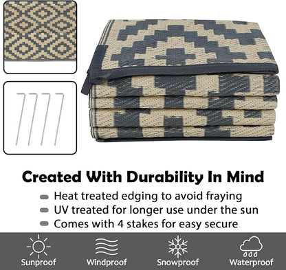 SAND MINE Reversible Mats, Plastic Straw Rug, Modern Area Rug, Large Floor Mat - Image 3