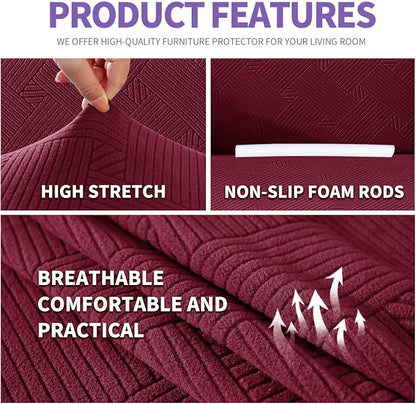 ZNSAYOTX Super Stretch Loveseat Covers, New Striped Love Seat Slipcover - Image 3