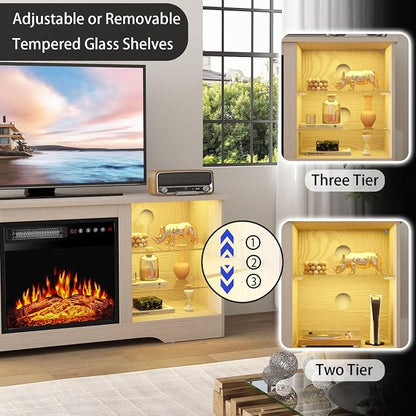 PRETZI Fireplace TV Stand with 18" Fireplace Up to 65" TVs, TV Media Console - Image 4