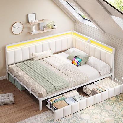 DICTAC Corner Queen Bed Frame - Image 9