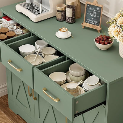 HOSTACK Modern Farmhouse Buffet Sideboard Cabinet, Barn Doors Storage Cabinet - Image 6