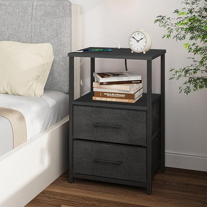 TUTOTAK End Table with Charging Station, Night Stand, Side Table with 2 USB - Image 2