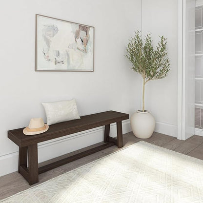 Plank+Beam 60 Inch Farmhouse Dining Bench, Solid Wood Entryway Bench, Wooden - Image 6