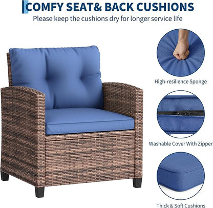 3-Piece Patio Furniture Set, Outdoor PE Rattan Chair - Image 4