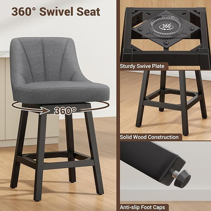 YaFiti Swivel Bar Stool 1 Pcs, 26 Inch Counter Height Bar Stools - Image 4