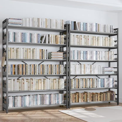 HCHQHS Bookshelf, Adjustable Industrial Bookcase, Vertical Tall Book Shelf - Image 2