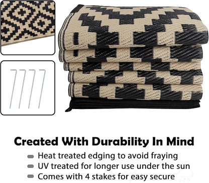SAND MINE Waterproof Outdoor Rug 8x10 ft, Plastic Reversible Rug, Modern Area - Image 4