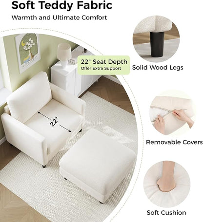Welzona Sofa Accent Chair with Ottoman, Tool-Free Setup Living Room Accent - Image 4