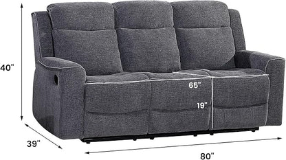 Betsy Furniture Soft Microfiber Manual Reclining Sofa Set, Sofa w/Dropdown Table - Image 2