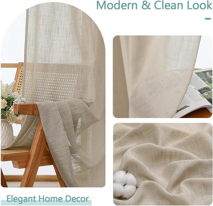 Chyhomenyc Semi Sheer Curtains 63 Inch Length 2 Panels - Image 8
