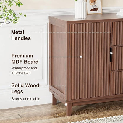 47.2" W Storage Cabinet with 3 Drawers, Fluted Buffet Cabinet with Storage - Image 5