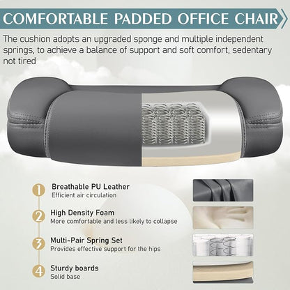 Leather Office Chair, PU Home Computer Desk Chairs - Image 5