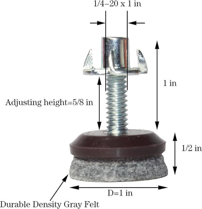 HUAYY 24 Pack Adjustable Furniture Leveling Feet, 1/4-20 Threaded Stem - Image 2