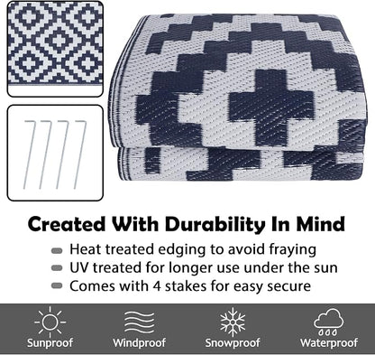 SAND MINE Reversible Mats, Plastic Straw Rug, Modern Area Rug, Large Floor Mat - Image 4