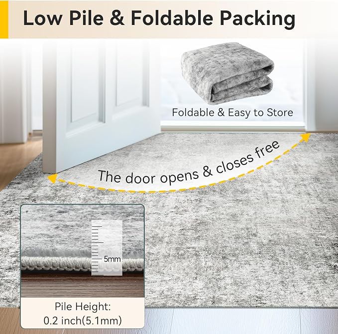 RELEANY Washable Area Rugs 8ft Non-Slip Modern Abstract Soft - Image 6