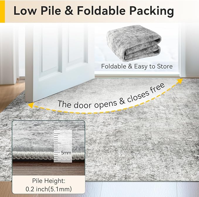 RELEANY Washable Area Rugs 8'x10' Non-Slip Modern Abstract Soft - Image 7