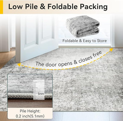 RELEANY Washable Area Rugs 4'x6' Non-Slip Modern Abstract Soft - Image 6