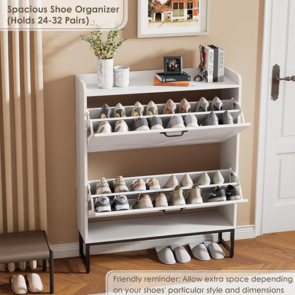 Nicetree Shoe Cabinet with 2 Flip Drawers, Freestanding Shoe Organizer - Image 7