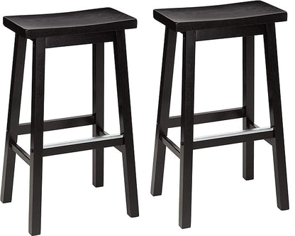 Amazon Basics Solid Wood Saddle-Seat Counter Height Bar Stools by AmazonBasics
