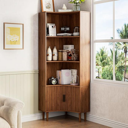 Lxsxlome Fluted Corner Cabinet, 66.928" Tall Corner Floor Cabinet by Lxsxhome