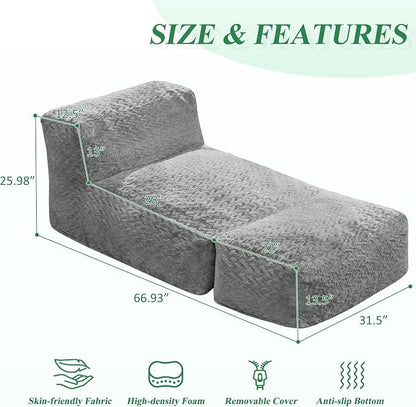 Hobestluk Bean Bag Chair Big Bean Bag Lounger - Image 2