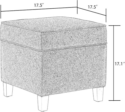 Adeco 17 Inch Square Linen Storage Ottoman - Image 3