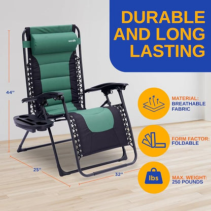 SereneLife Oversized Padded Zero Gravity Lounge Chair, Foldable Outdoor Patio - Image 3