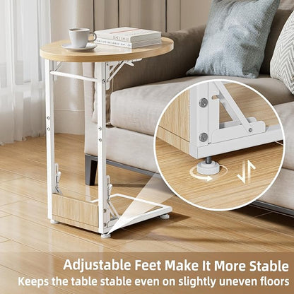 Elbourn Folding Side Table End Couch Tables, C-Shaped End Table - Image 8