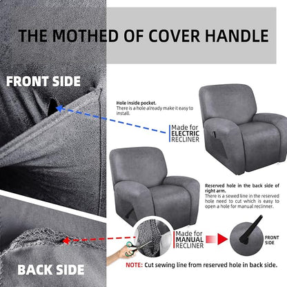 ANARACHON Recliner Chair Covers Leather Like, 4 Pieces Recliner Cover - Image 6
