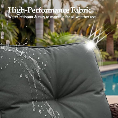 UPHA 6 Pieces Patio Furniture Sets, Wicker Outdoor Sofa Set - Image 6