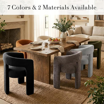 Modern Chenille Dining Chairs Set of 2, Upholstered Barrel Chairs - Image 6
