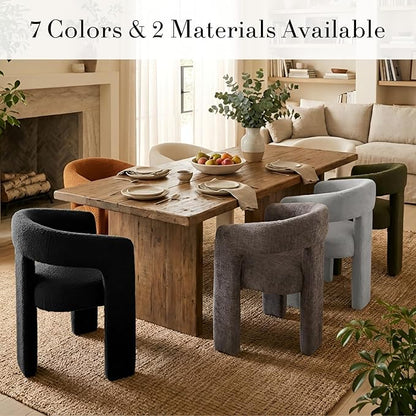 Modern Chenille Dining Chairs Set of 4, Upholstered Barrel Chairs - Image 6