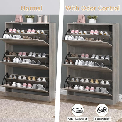 BORNOON Shoe Cabinet with Odor Control and Back Panels, Deodorizing Slim 3-Flip - Image 5