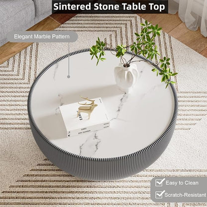 SSLine Bowl-Shape Coffee Table Set of 2 Modern Sintered Stone Top Nesting - Image 5