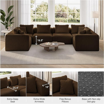 Novilla 141" Modular Sectional Sofa, Modern Cloud Sectional Couch - Image 7
