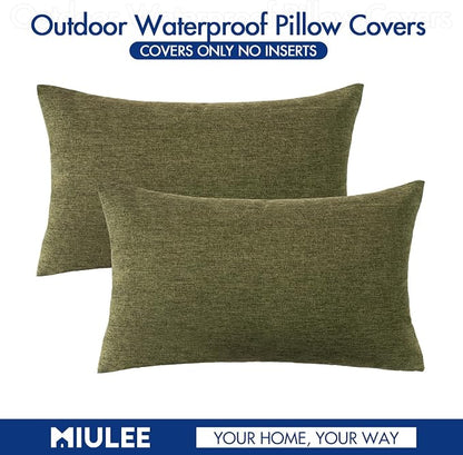 MIULEE Pack of 2 Decorative Outdoor Solid Waterproof Throw Pillow Covers Spring - Image 6